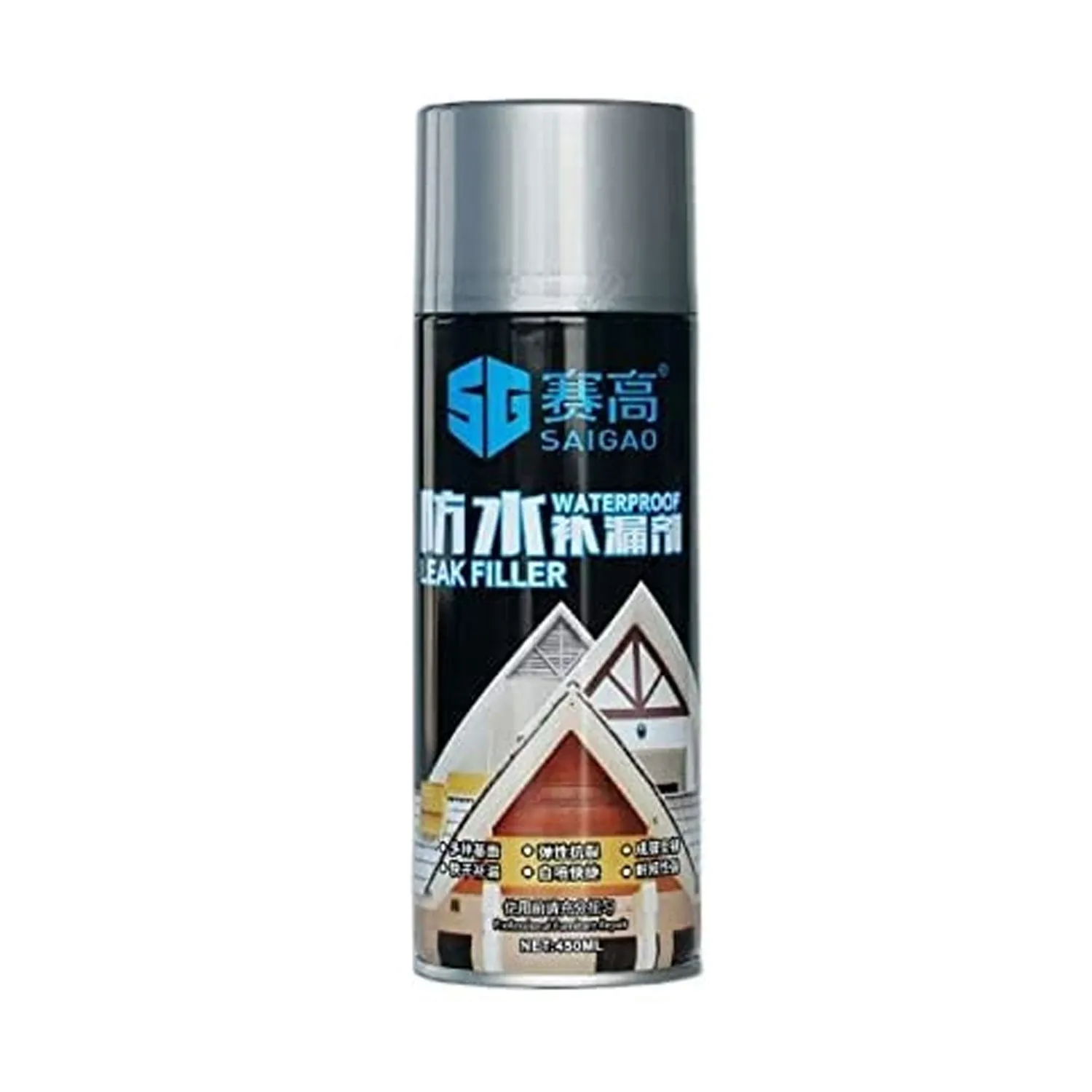 1332 Waterproof Leak Filler Spray Rubber Flexx Repair & Sealant - Point to Seal Cracks Holes Leaks Corrosion More for Indoor Or Outdoor Use Black Paint (450 Ml)