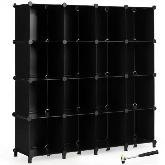 16 Plastic Cube Storage Organizer-Black