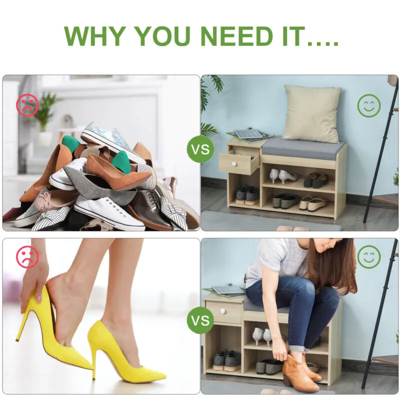 3 Compartment Shoe Storage Rack With Seating