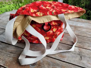 Apple Tote Bag, Reusable, Cotton, Compact Shopping Bag