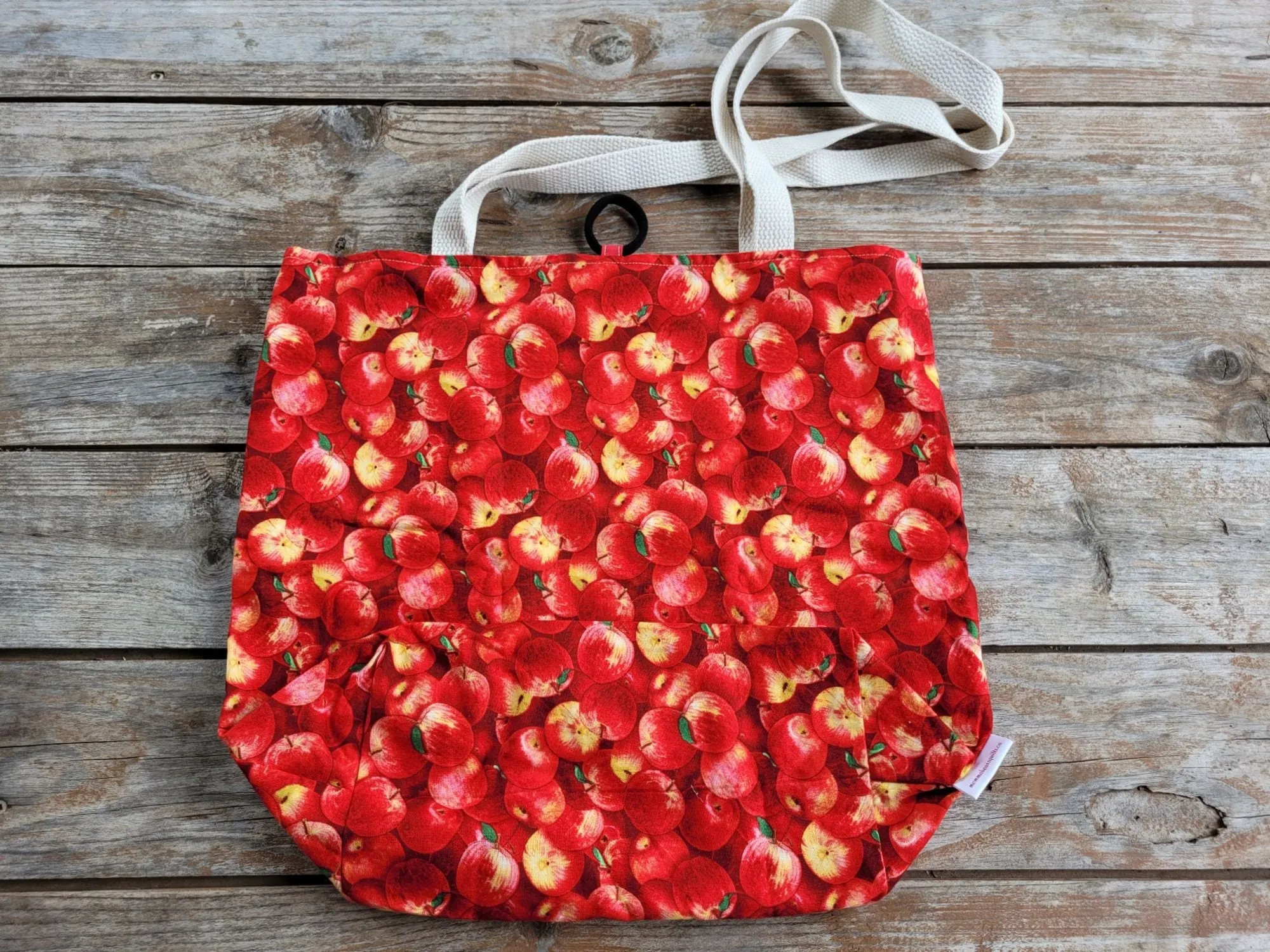 Apple Tote Bag, Reusable, Cotton, Compact Shopping Bag