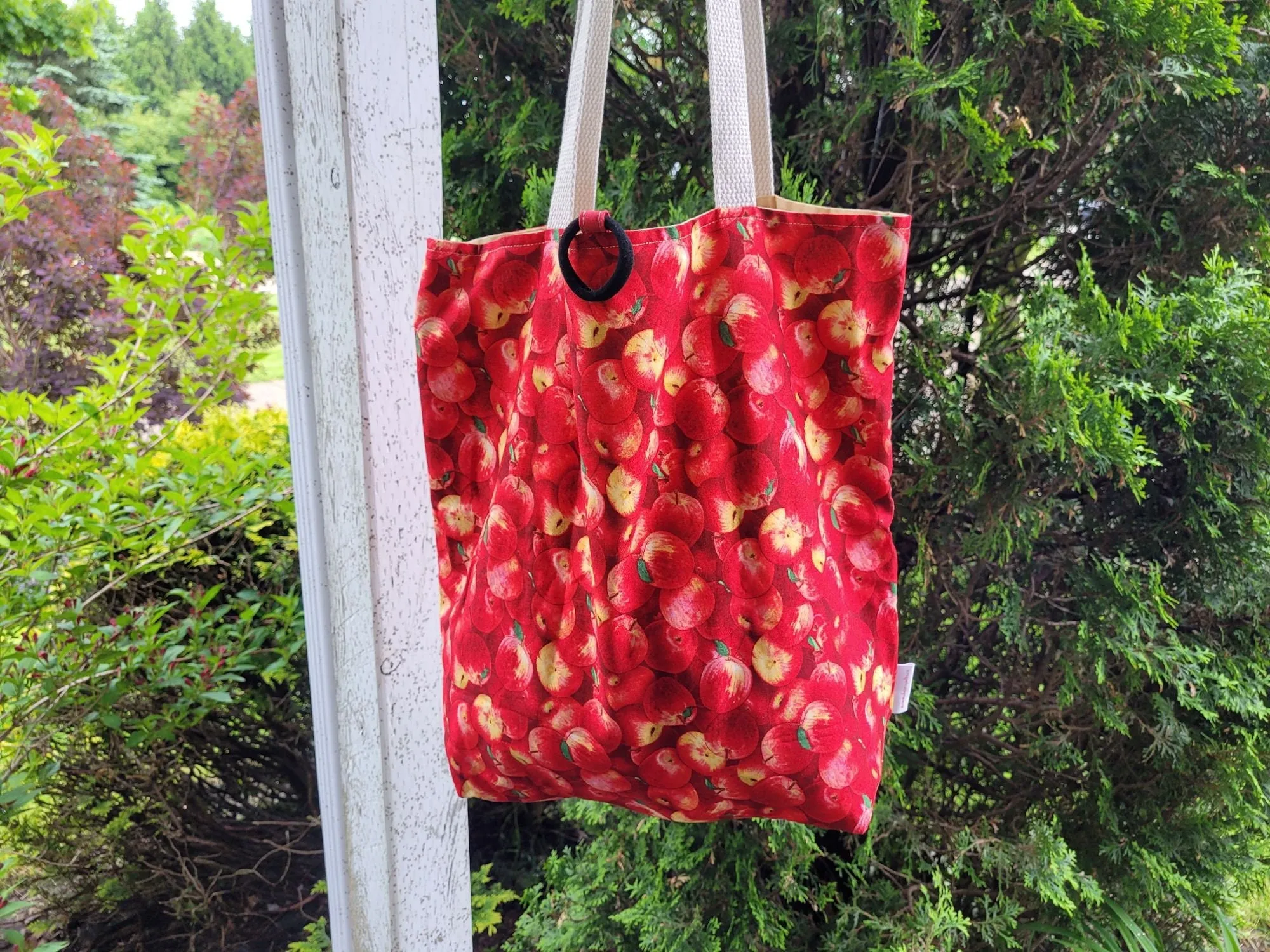 Apple Tote Bag, Reusable, Cotton, Compact Shopping Bag