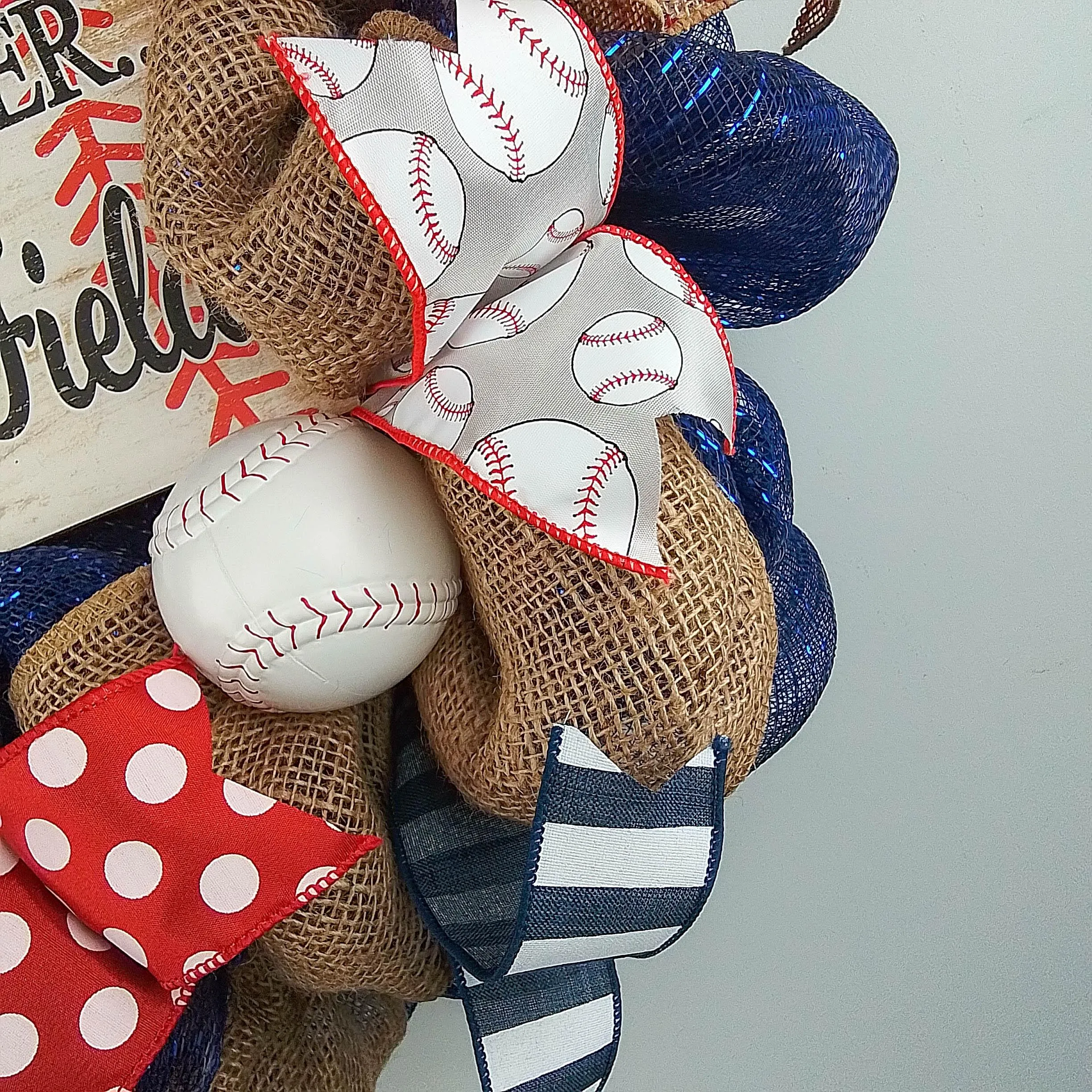 Baseball Wreath | We're at the Ball Field | Navy Blue Red White