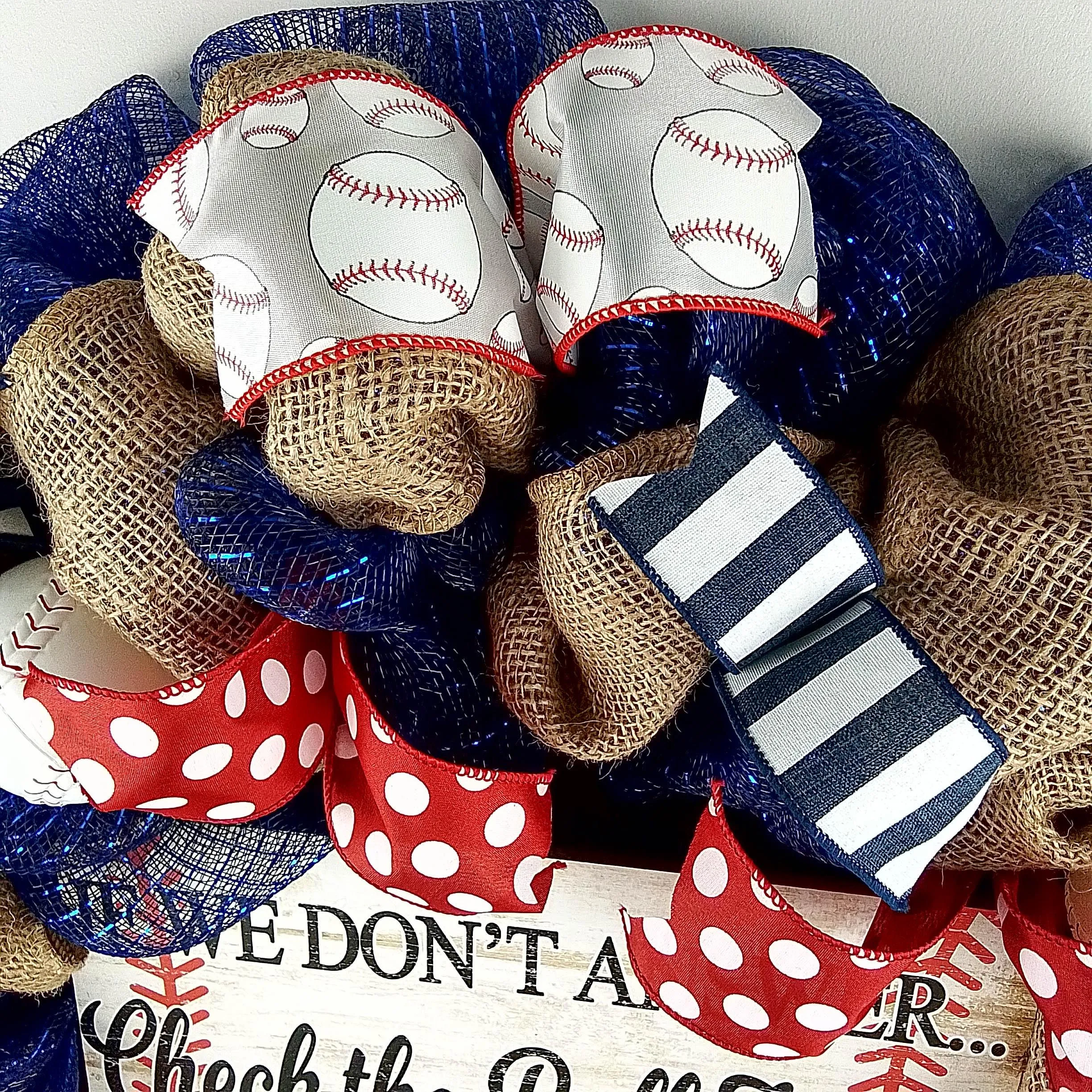 Baseball Wreath | We're at the Ball Field | Navy Blue Red White