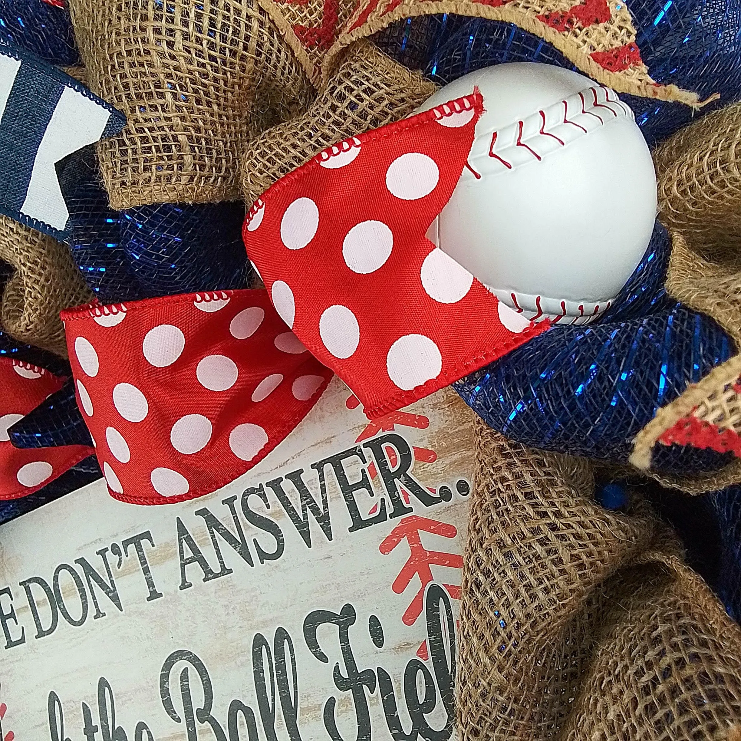 Baseball Wreath | We're at the Ball Field | Navy Blue Red White