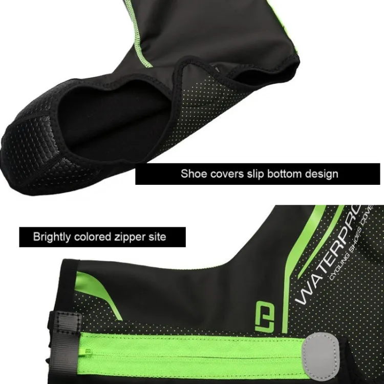 Bicycle Sports Outdoor Cycling Shoe Cover Winter Warm Windproof Waterproof Shoe Cover PU Shoe Cover Cycling Equipment, Size: L(Black Green)