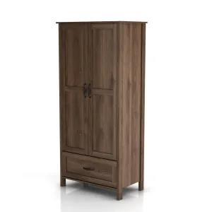 Booneville Rustic Distressed Walnut 2-door Wardrobe Closet with Drawer