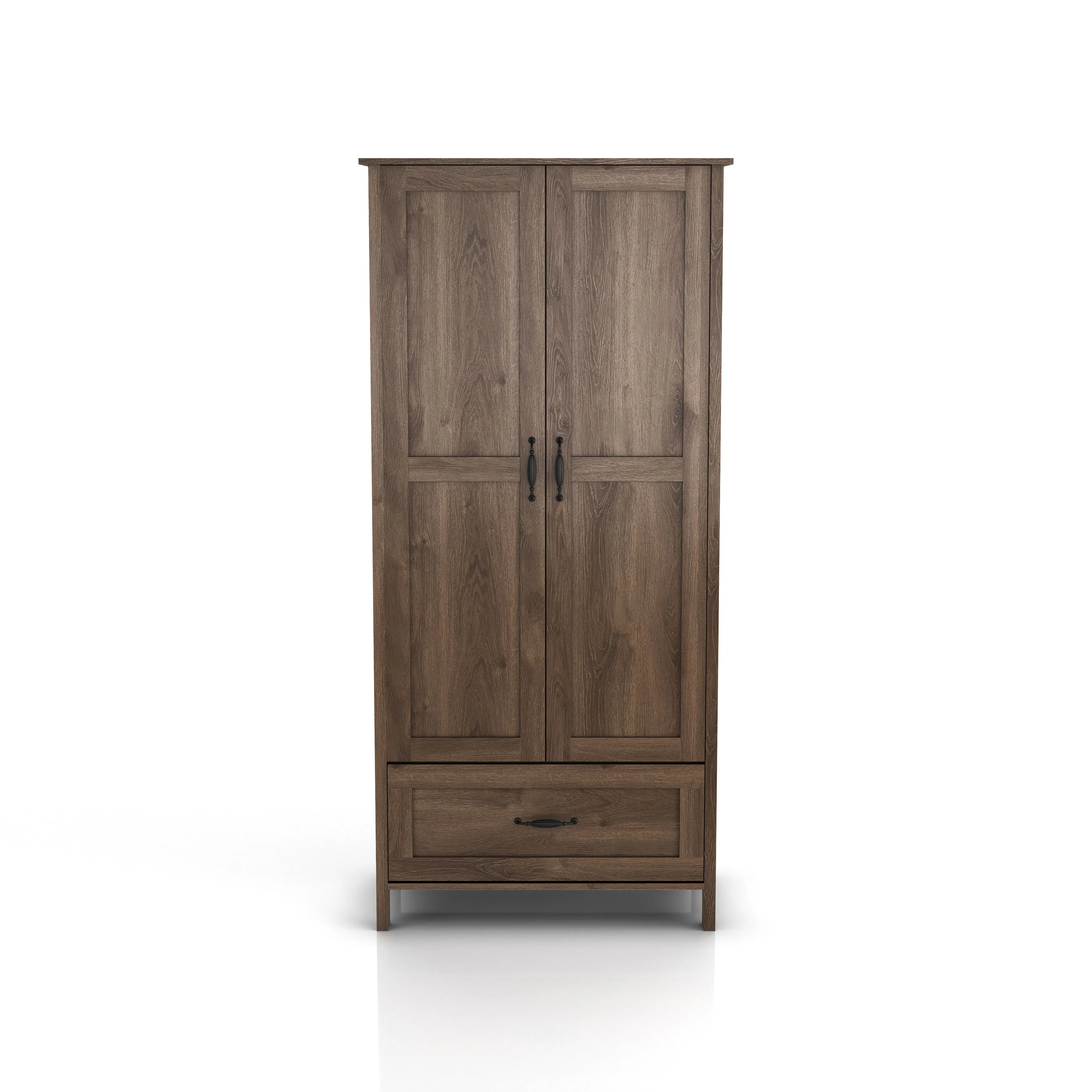 Booneville Rustic Distressed Walnut 2-door Wardrobe Closet with Drawer