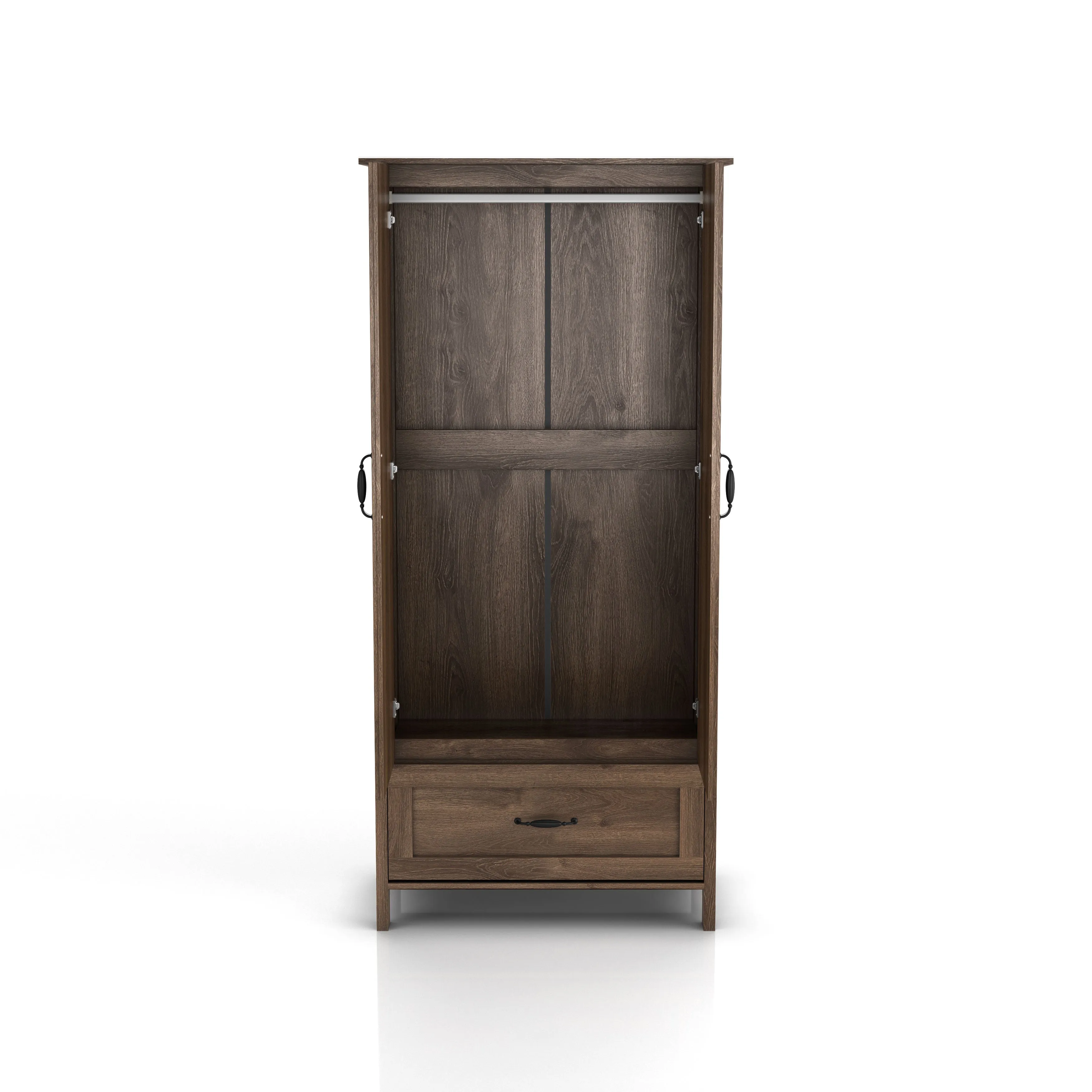 Booneville Rustic Distressed Walnut 2-door Wardrobe Closet with Drawer