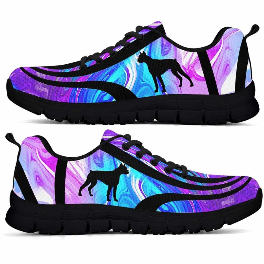 Boxer Sneaker, Boxer Dog Lovers Blue Purple Wave Sneakers Gym Running Shoes Gift Women Men, Boxer Shoes