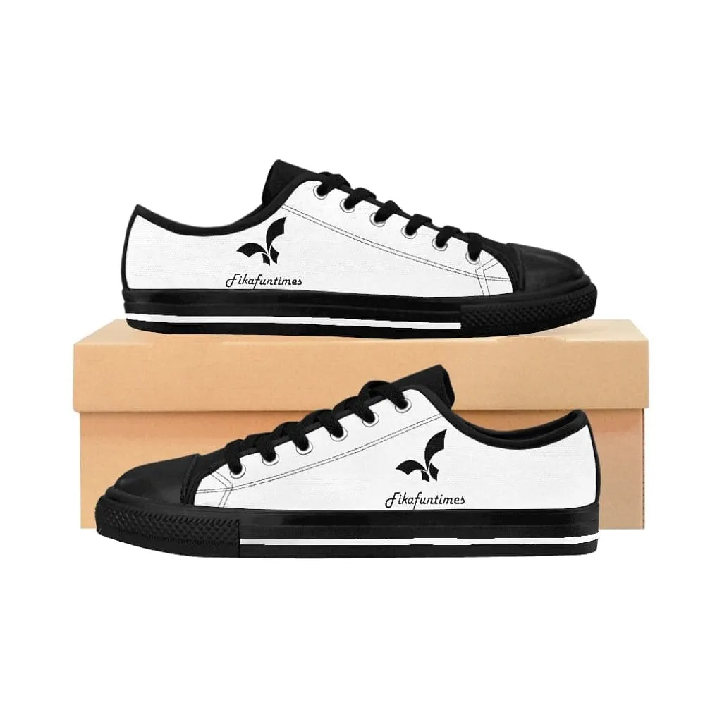 Breathable Lace-Up White & Black Canvas Fikafuntimes Skate Shoes