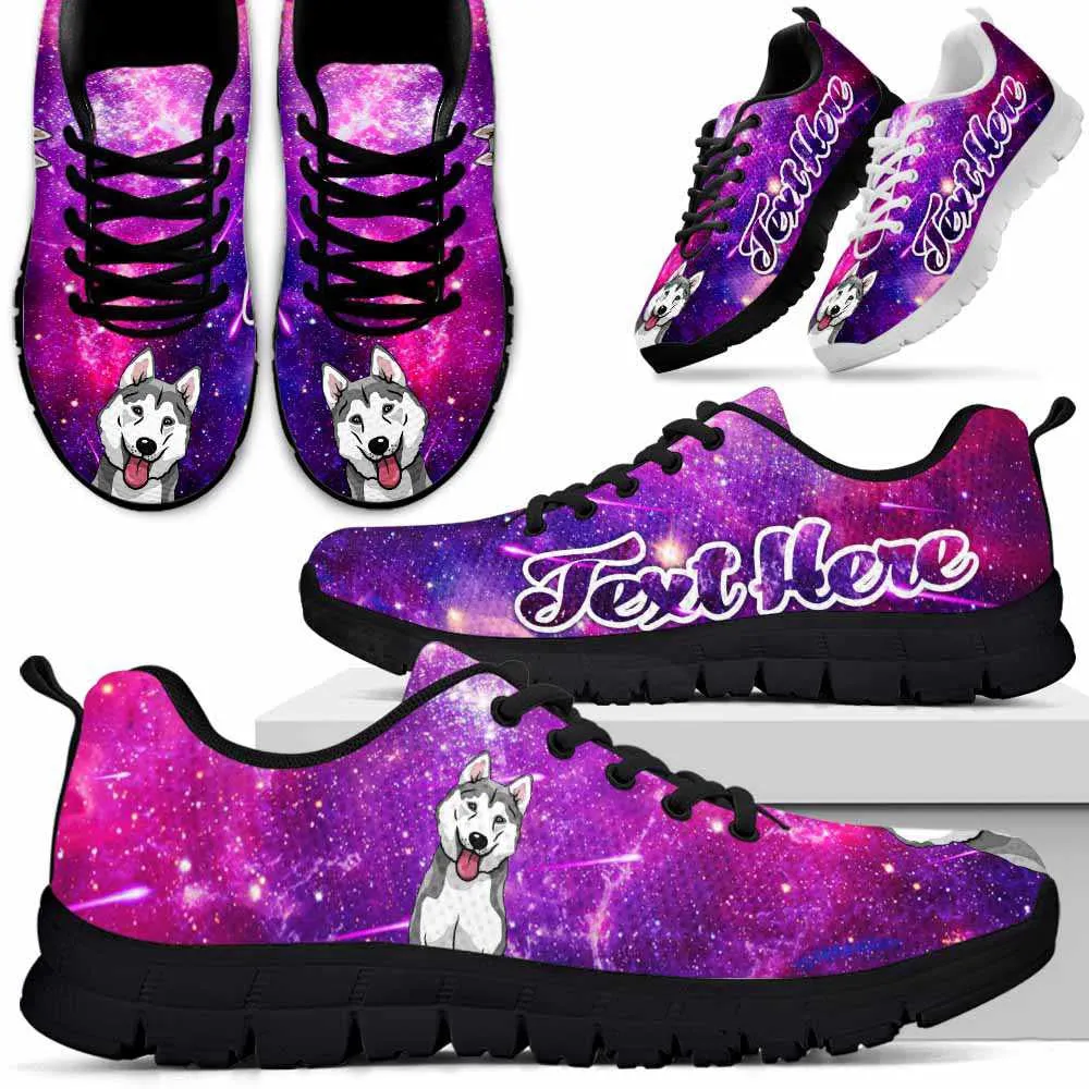 Custom Name Husky Sneaker, Galaxy Husky Dog Lovers Sneakers Running Shoes Gift Men Women, Best Running Shoes