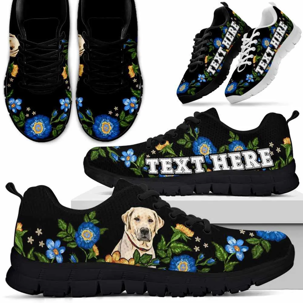 Custom Name Labrador Retriever Sneaker, Lab Colorful Floral Flower Dog Lovers Sneakers Gym Running Shoes, Best Running Shoes