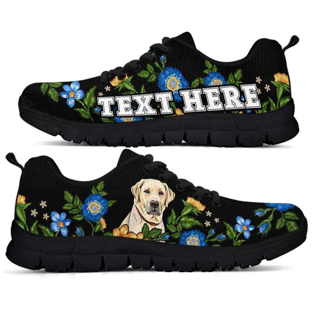 Custom Name Labrador Retriever Sneaker, Lab Colorful Floral Flower Dog Lovers Sneakers Gym Running Shoes, Best Running Shoes