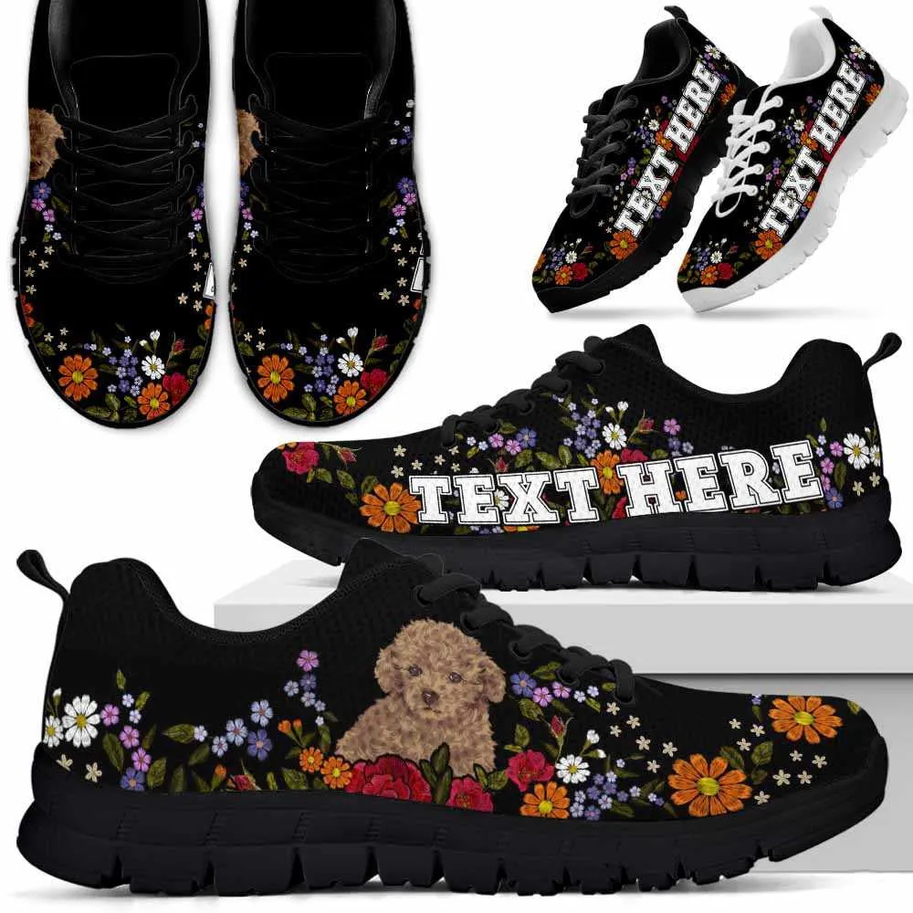 Custom Name Poodle Sneaker, Poodle Colorful Flower Floral Dog Lovers Sneakers Gym Running Shoes, Best Running Shoes