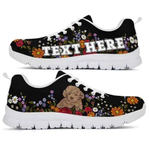 Custom Name Poodle Sneaker, Poodle Colorful Flower Floral Dog Lovers Sneakers Gym Running Shoes, Best Running Shoes