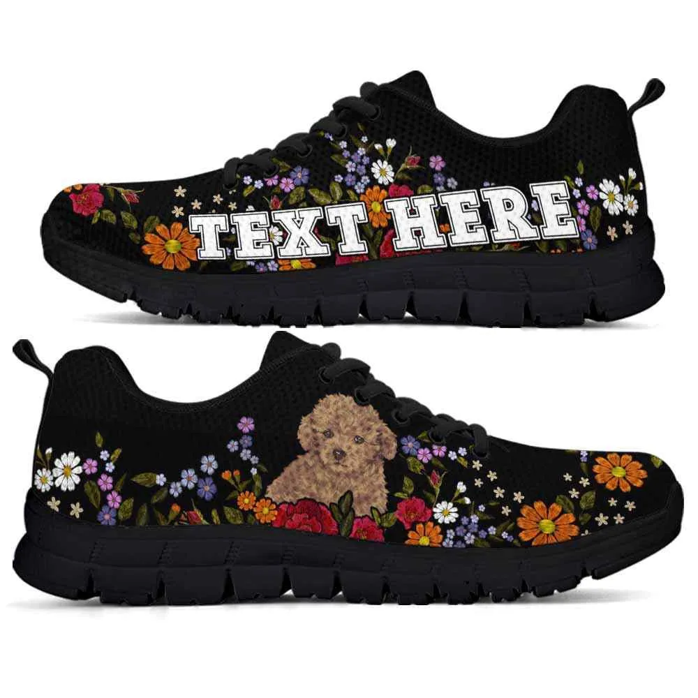 Custom Name Poodle Sneaker, Poodle Colorful Flower Floral Dog Lovers Sneakers Gym Running Shoes, Best Running Shoes