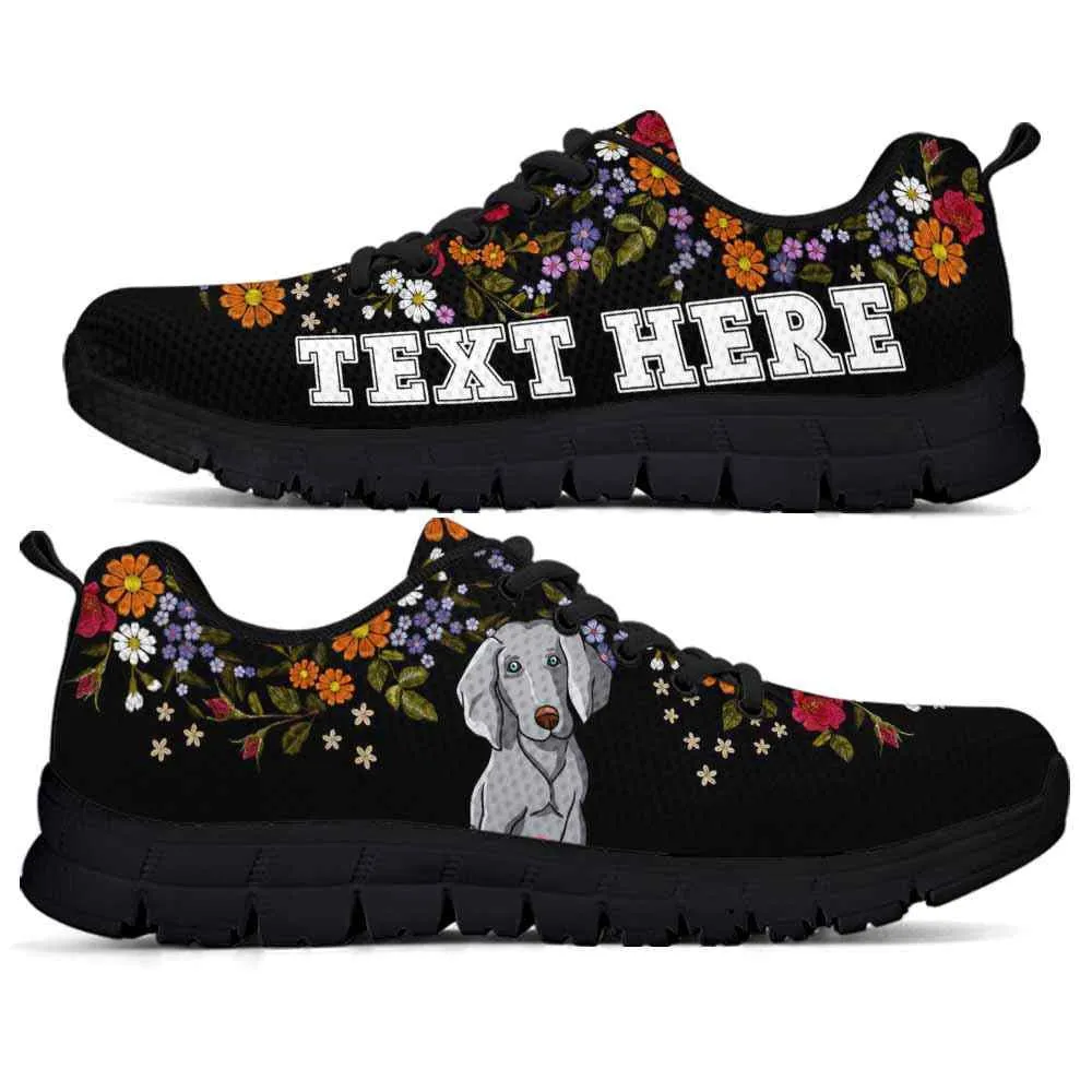 Custom Name Weimaraner Sneaker, Weimaraner Flower Floral Colorful Dog Lovers Sneakers Gym Running Shoes, Best Running Shoes