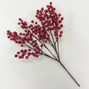 Dark Red Currant Berry Bush Faux Christmas Stem - 20"