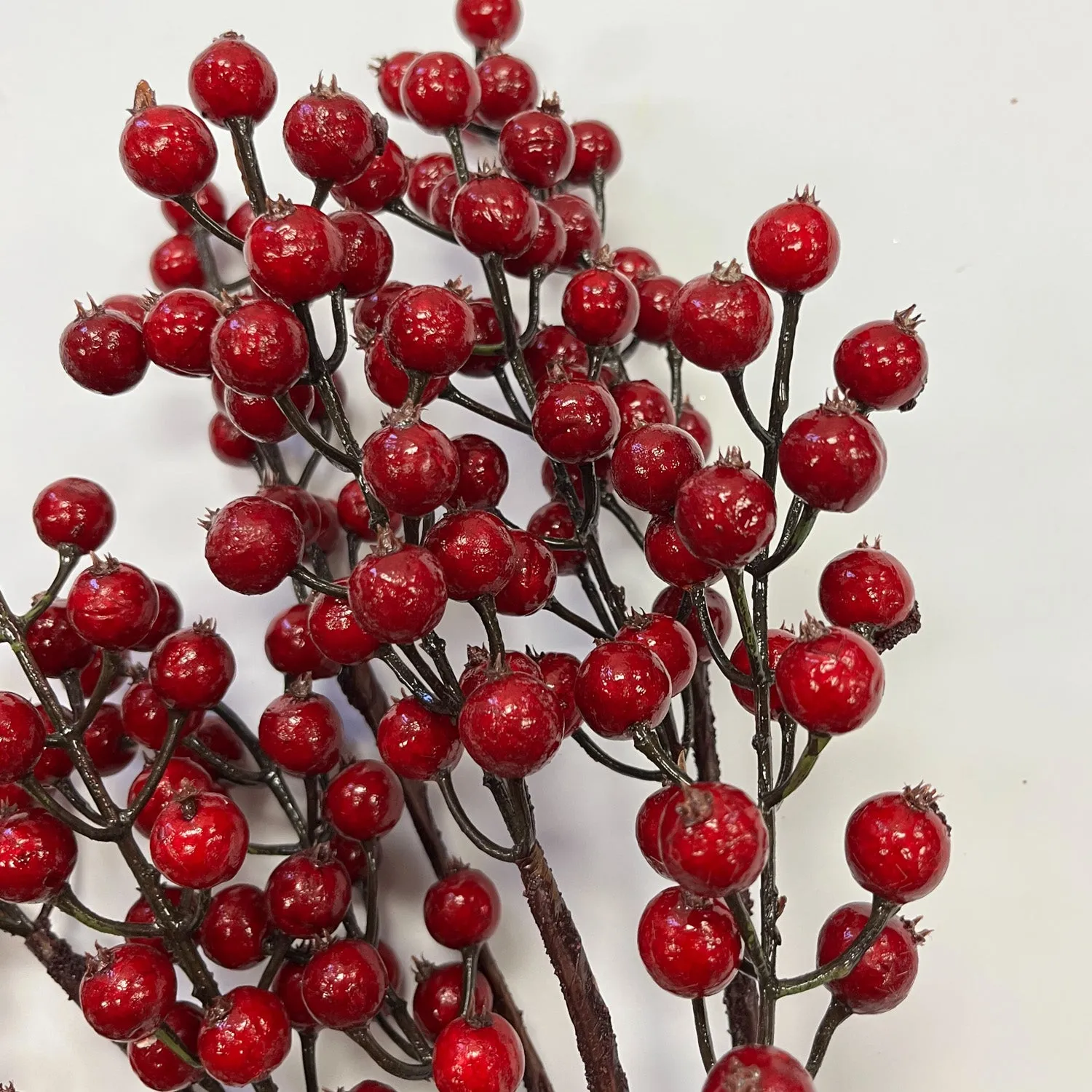 Dark Red Currant Berry Bush Faux Christmas Stem - 20"