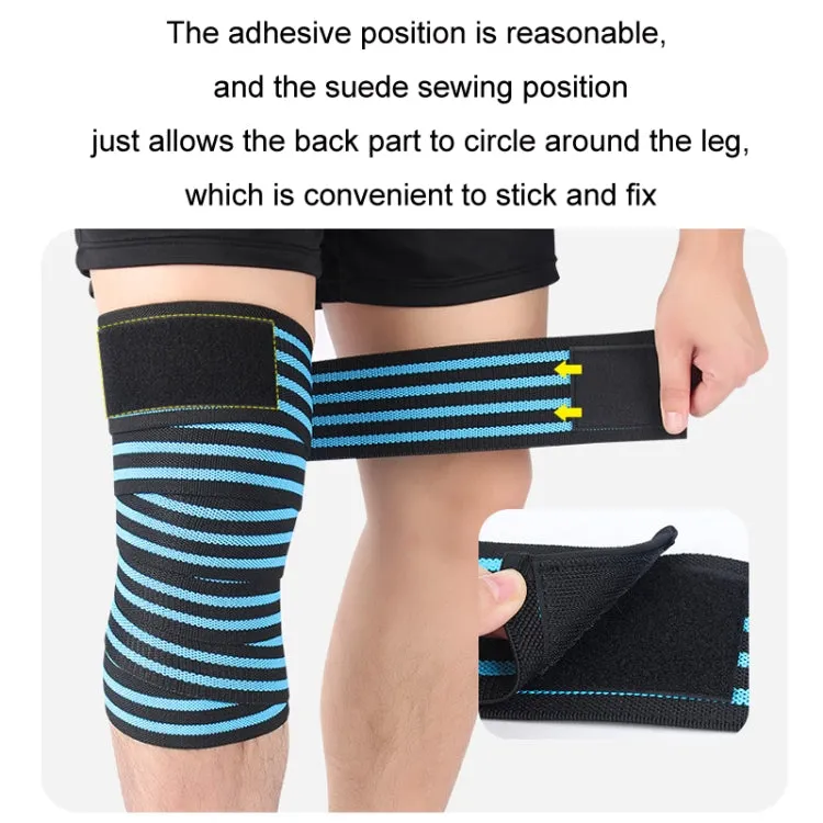 Elastic Squat Knee Strap Strength Training Protector Strap(Black Sky Blue)