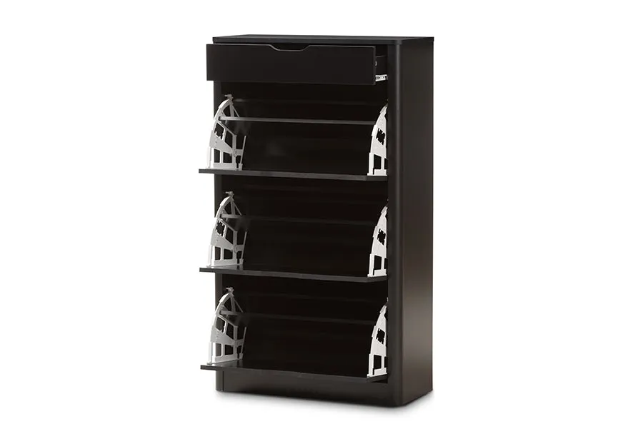 Emory Black Wood Shoe Cabinet