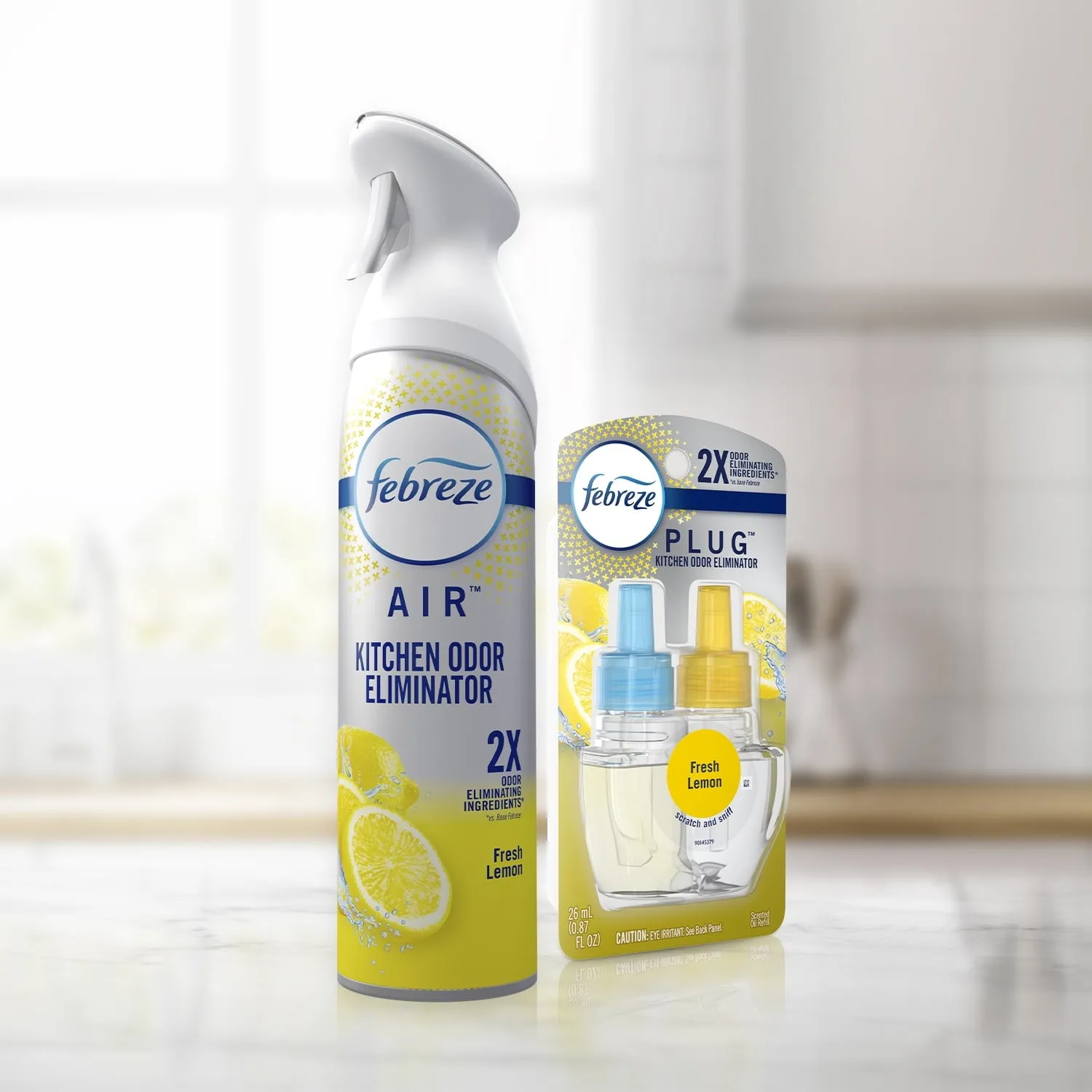 Febreze Air Effects Kitchen Odor Fighter Air Freshener Fresh Lemon Scent, 8.8 oz. Aerosol Can