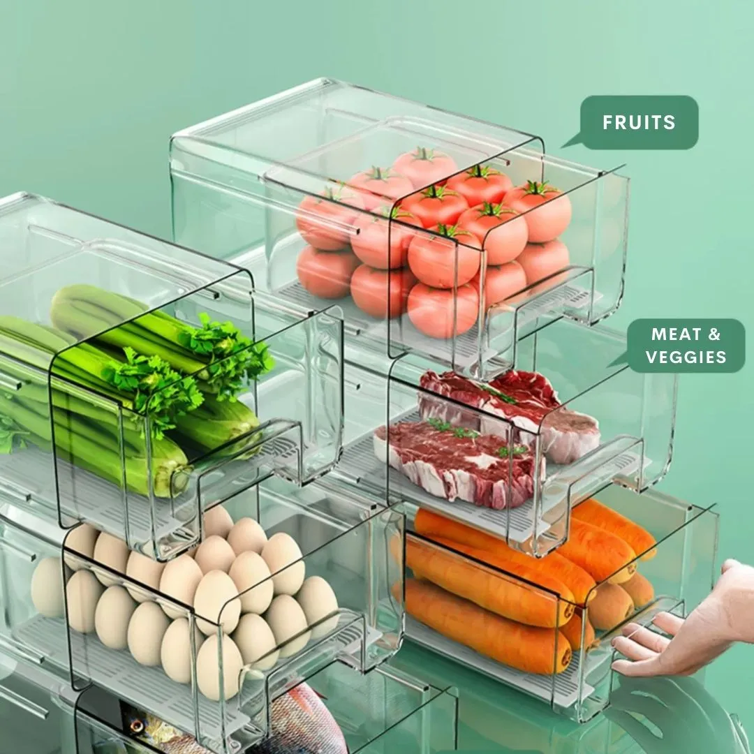 Fridge Organiser Drawer Double Storage Box