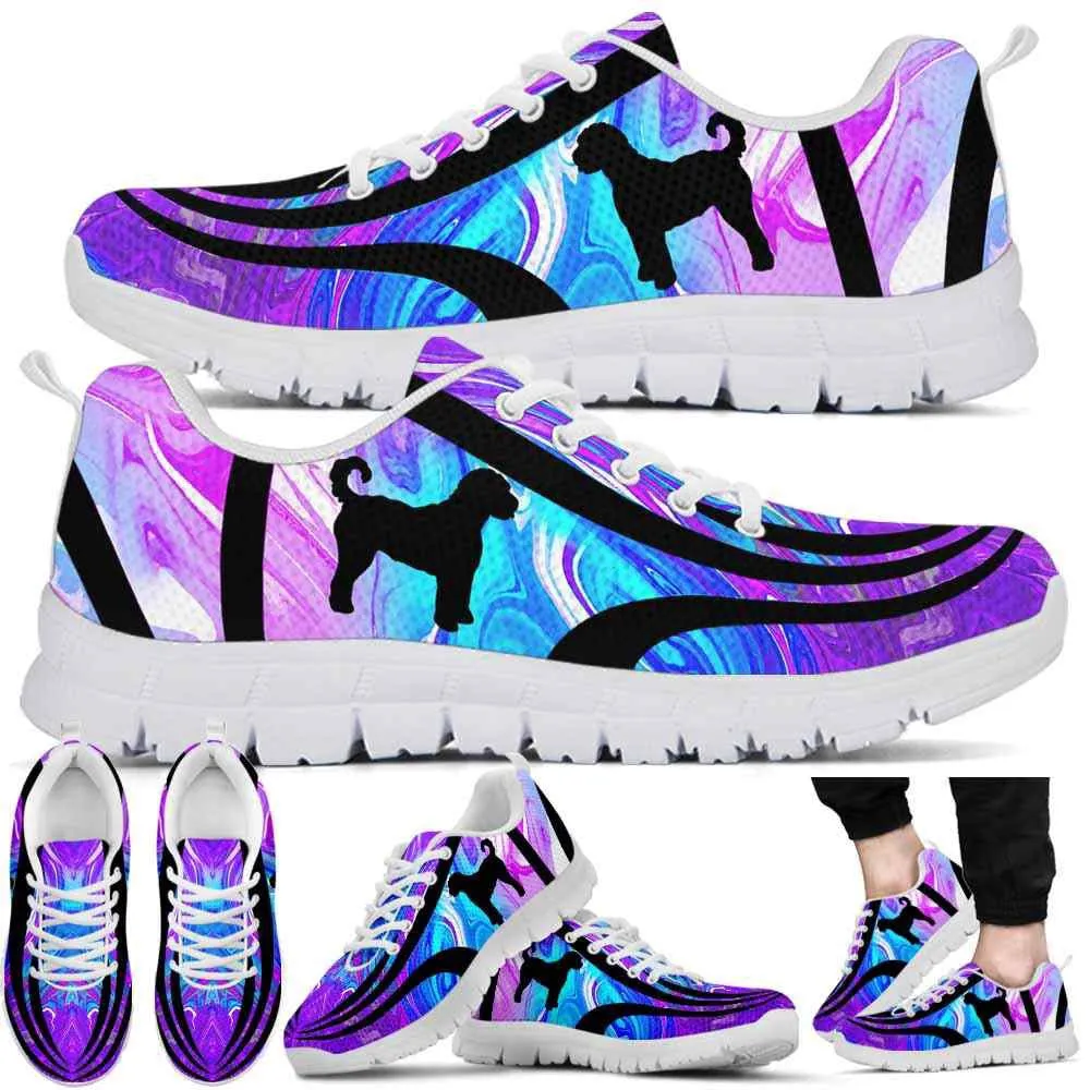 Golden Retriever Sneaker, Goldendoodle Dog Lovers Blue Purple Wave Sneakers Gym Running Shoes Gift Women Men, Golden Retriever Shoes