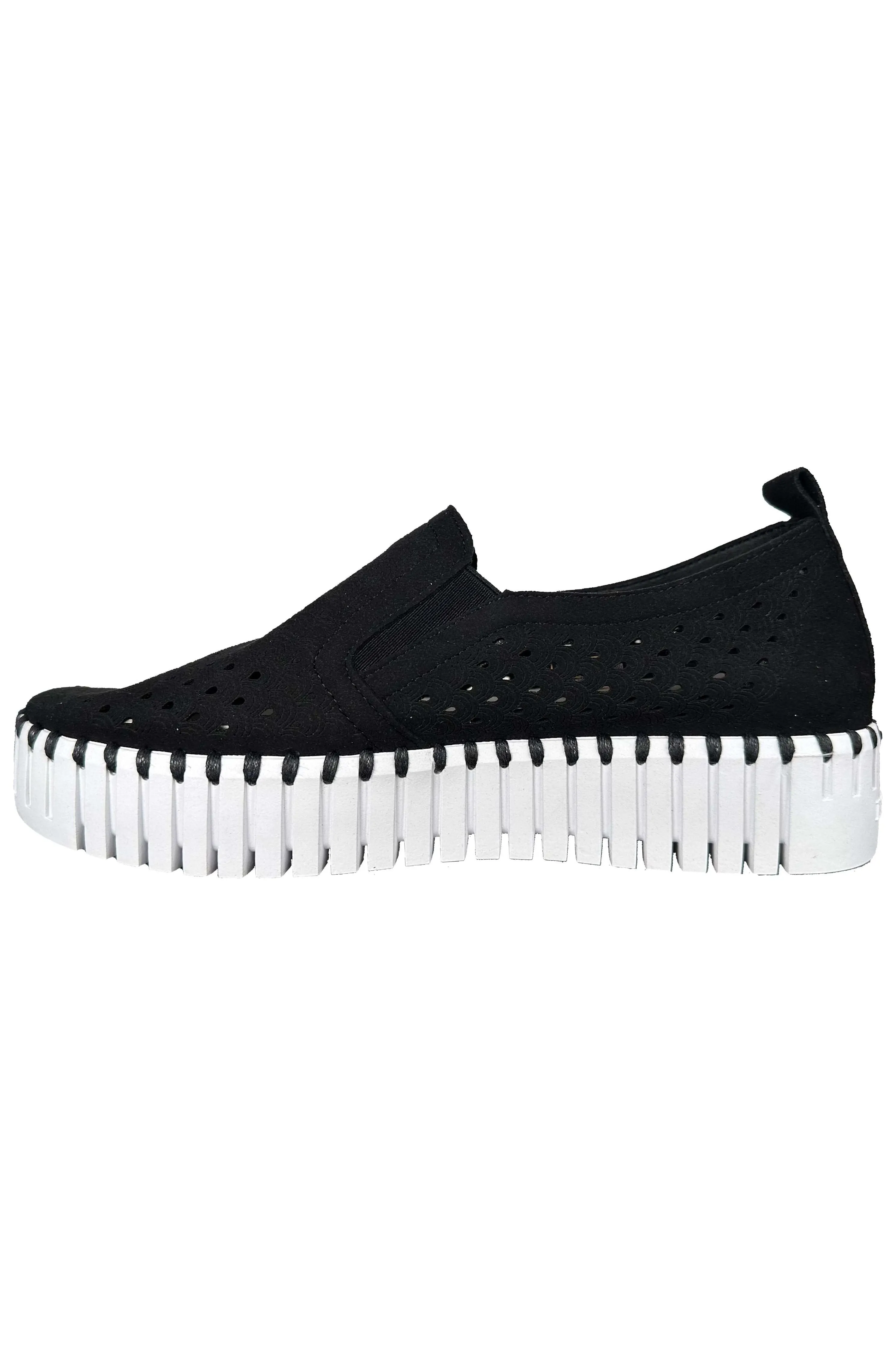 Ilse Jacobsen Hornbæk Tulip 141WOM Platform Sneakers  | Black Laser Cut Perforated Sneakers