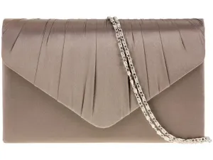 Koko Khaki Taupe Satin Evening Bag Khaki