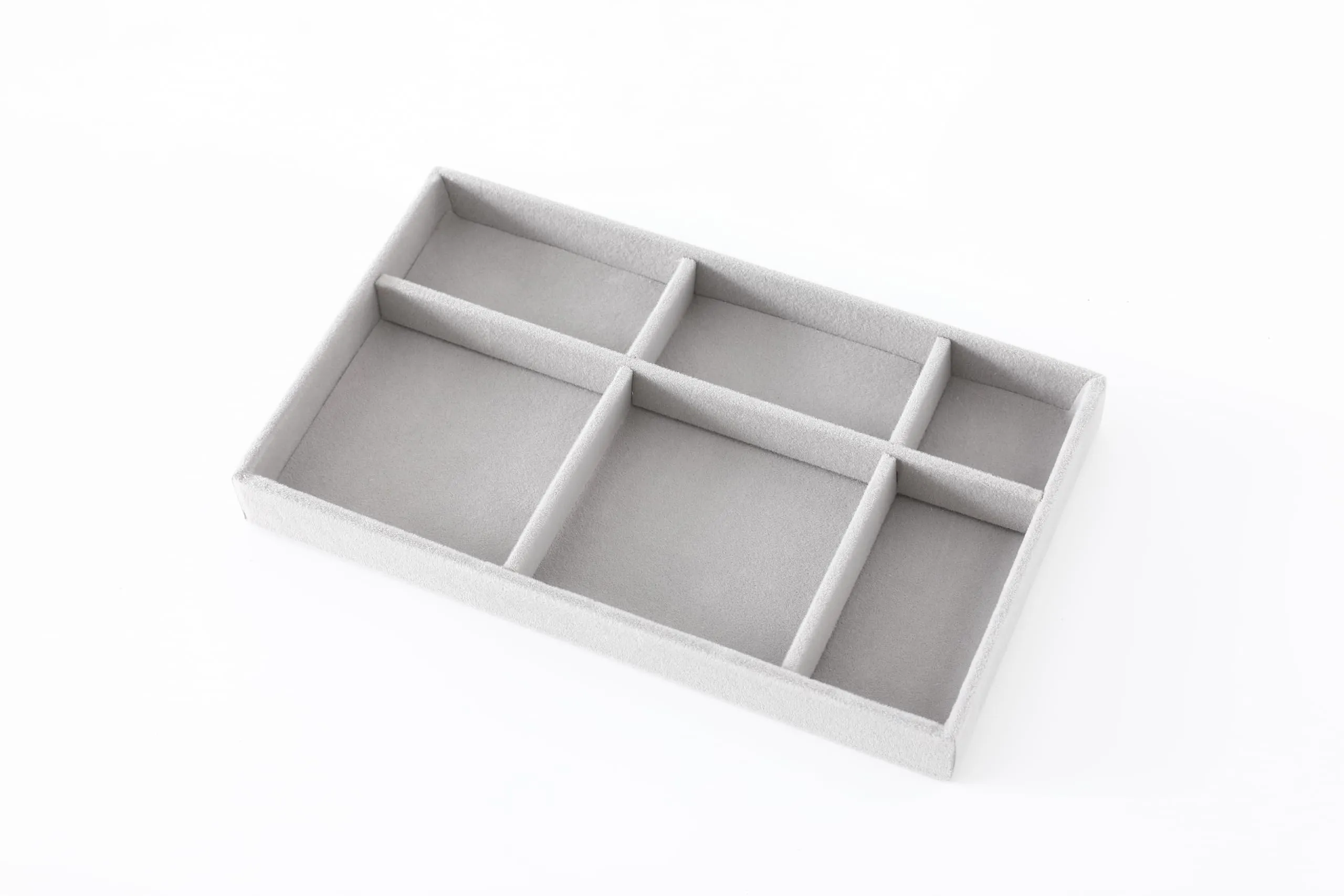 Kuber Industries 20 Pieces Velvet Jewelry Trays Organizer | Jewelry Storage Box | Jewelry Organizer | Showcase Holder Dresser Organizer for Earring Necklace Bracelet Ring | Pack of 5 |YBL4-02 | Grey