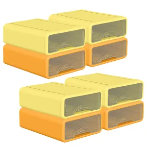 Kuber Industries (Set of 8) Stackable Stationary Organizers Drawer with Translucent for Home, Office & Makeup Suppliance | Desktop Storage Box Table Organiser, JSNH604L-1YO | Yellow & Orange