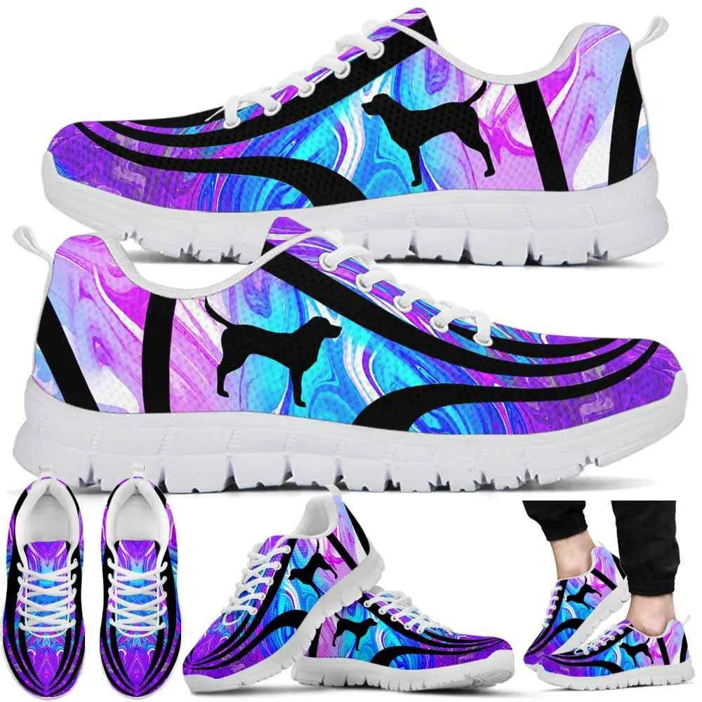 Labrador Sneaker, Labrador Dog Lovers Blue Purple Wave Sneakers Gym Running Shoes Gift Women Men, Labrador Shoes