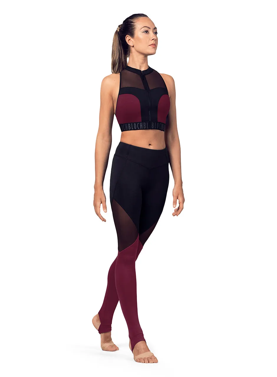 Ladies Zip Front Mesh Back Crop Top