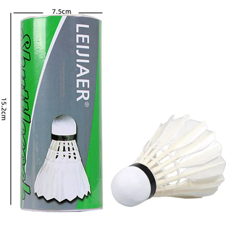 LEIJIAER 290 3pcs/Bucket Durable Duck Feather Badminton Balls(White)