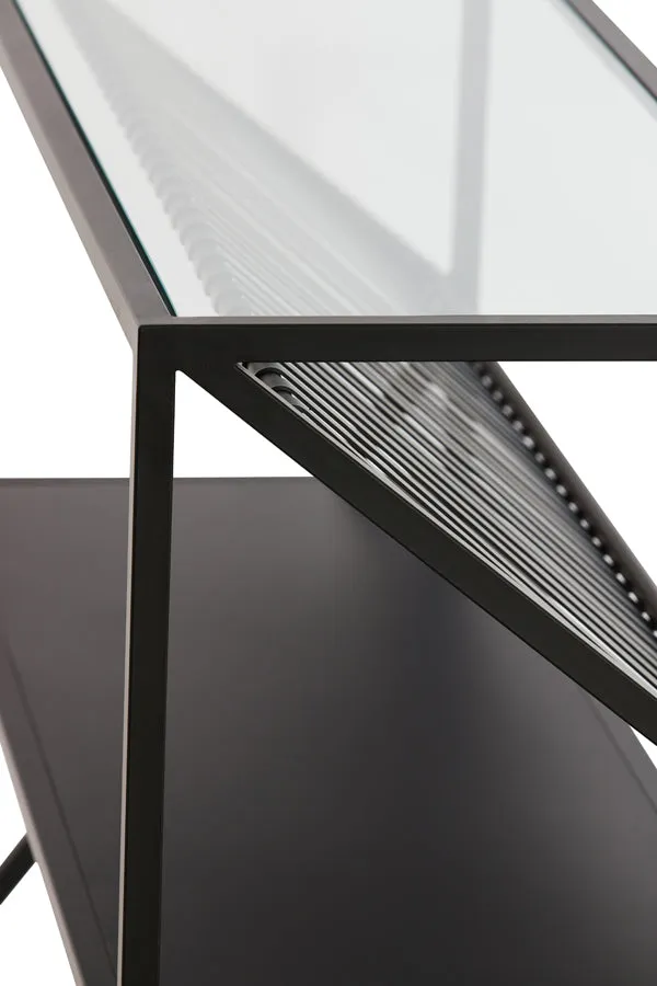 Light & Living Ezra Console Table in Clear Glass and Matt Black