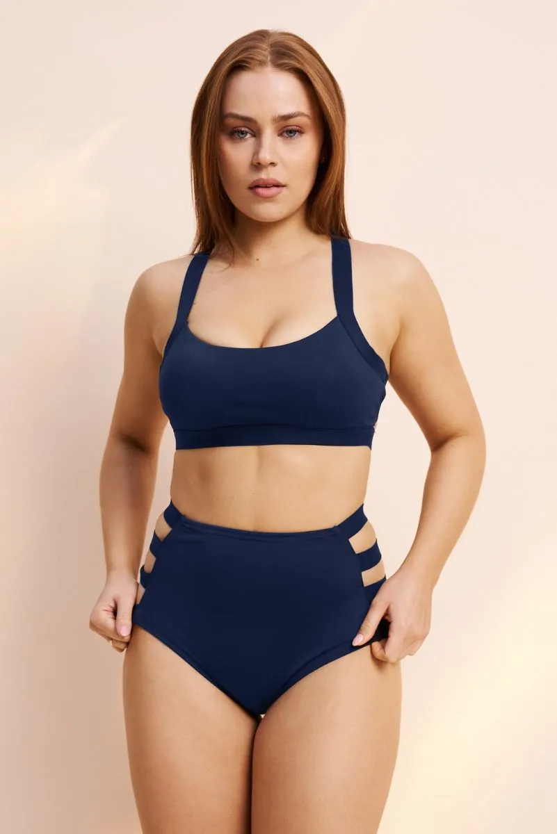 Lunalae Dallas Cross Back Top - Navy