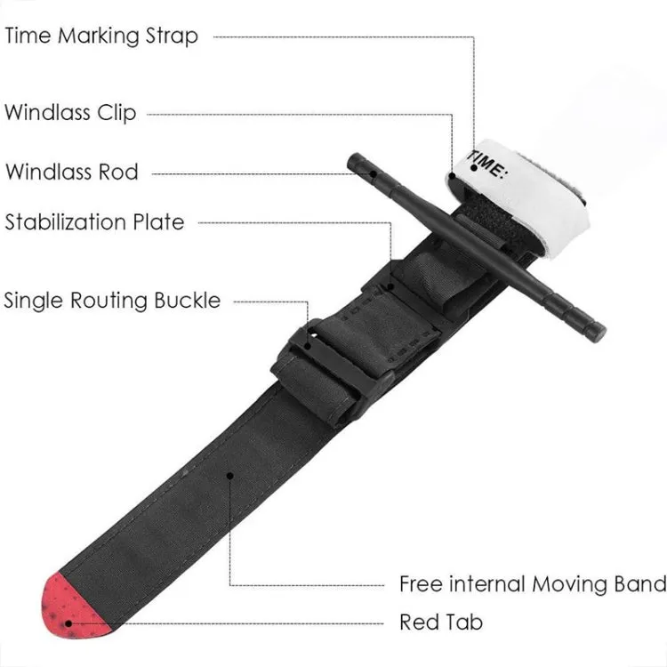 Outdoor Portable One-handed Spinning Emergency Buckle Artery Tourniquet(Black)