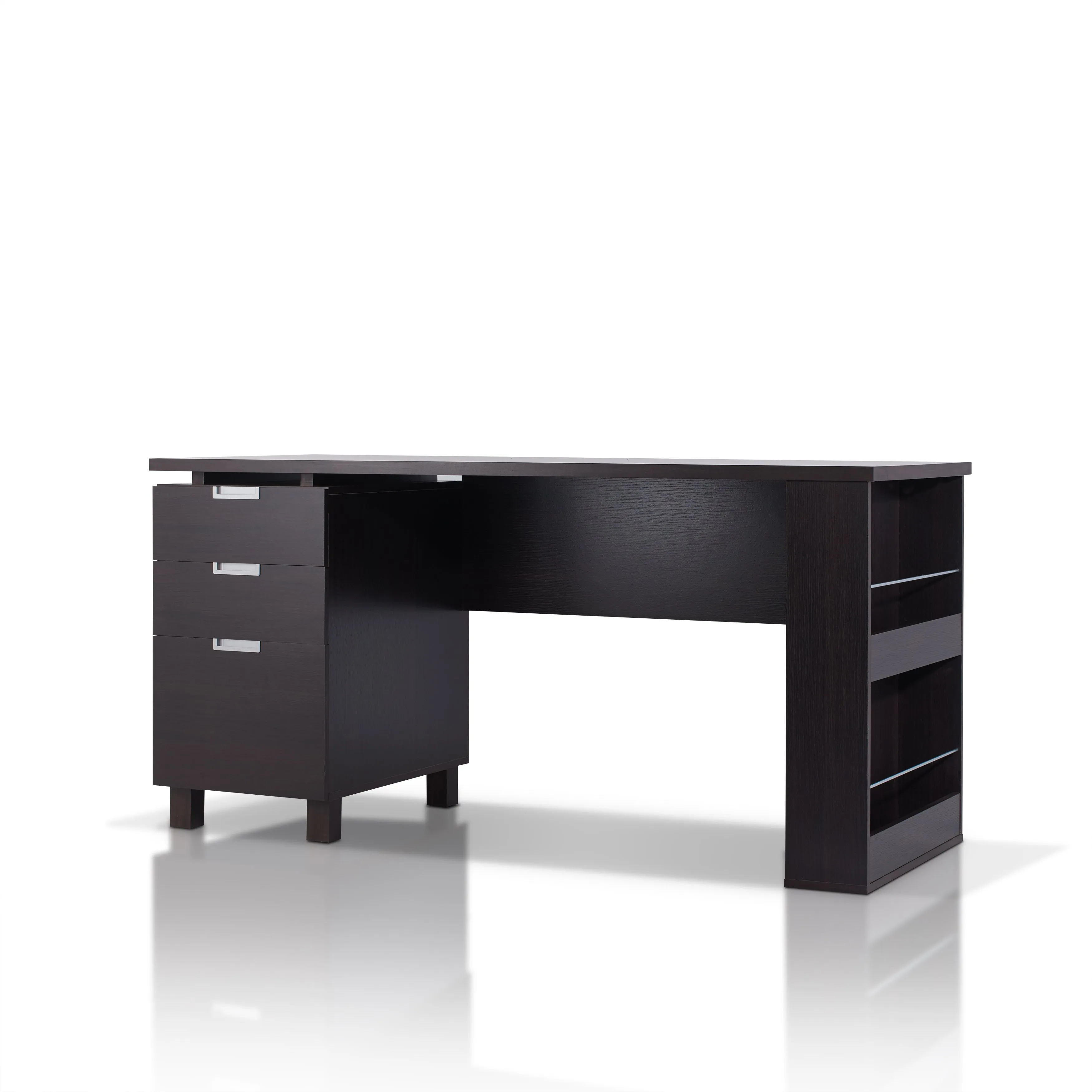 Patton Espresso 59-inch Office Desk with Built-in File Cabinet