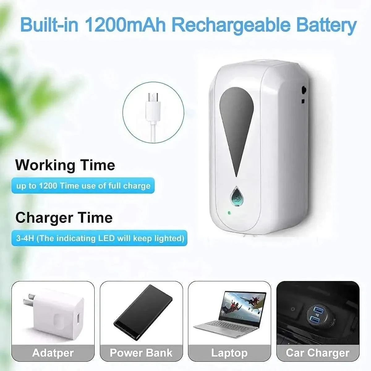 Renewed Rechargeable Automatic Hand Sanitizer Dispenser 1200ml