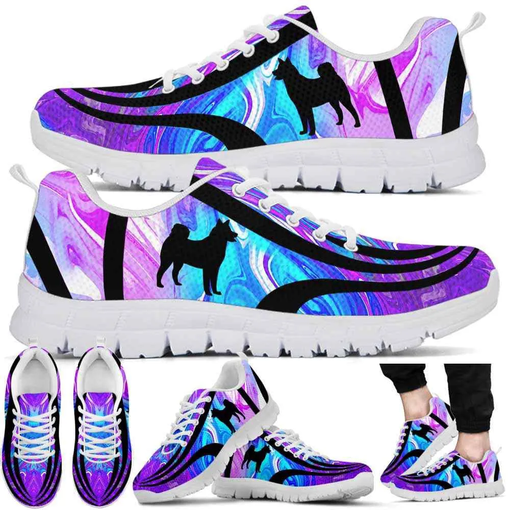 Shiba Inu Sneaker, Shiba Inu Dog Lovers Blue Purple Wave Sneakers Gym Running Shoes Gift Women Men, Shiba Inu Shoes