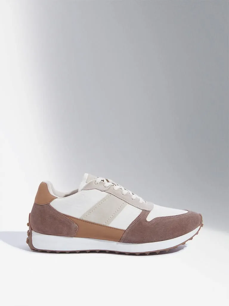 SOLEPLAY Tan Colour-Blocked Lace-Up Sneakers