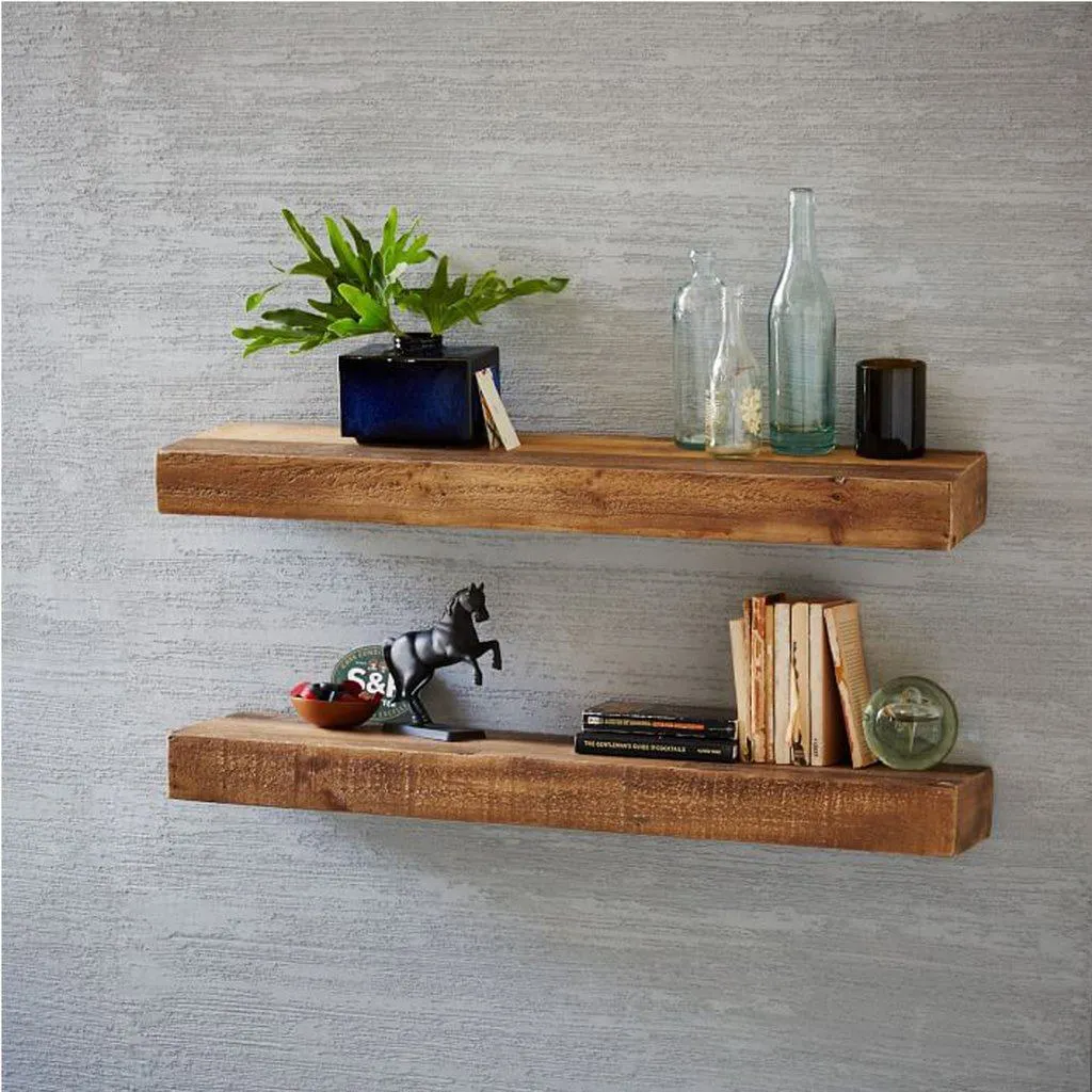 Solid Wood Wall Rack Set Of Two With Distress Finish