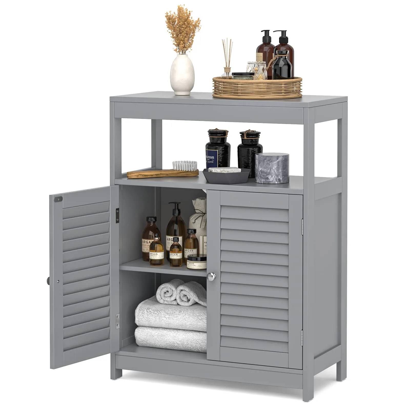 Tangkula Bathroom Floor Cabinet, Free Standing Storage Cabinet