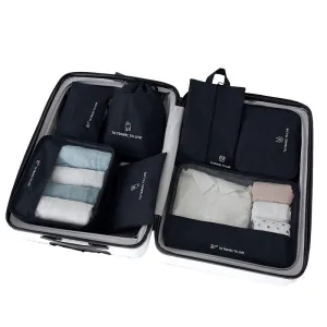 Travel Storage Luggage Organizer Pouch Set of 7-Black