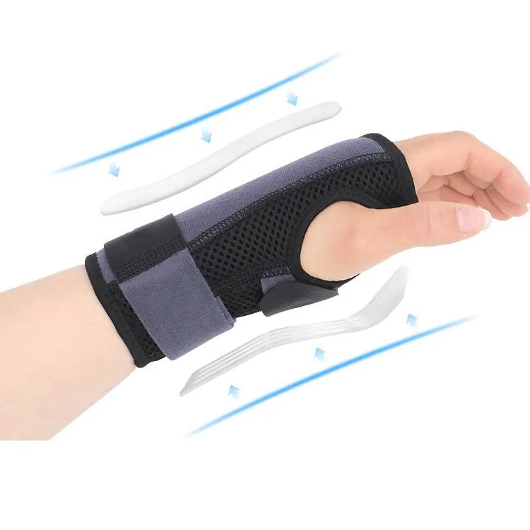 Two-Way Compression Stabilized Support Plate Wrist Brace Fracture Sprain Rehabilitation Wrist Brace, Specification: Left Hand L (Black Grey)