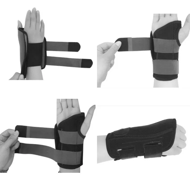 Two-Way Compression Stabilized Support Plate Wrist Brace Fracture Sprain Rehabilitation Wrist Brace, Specification: Left Hand L (Black Grey)