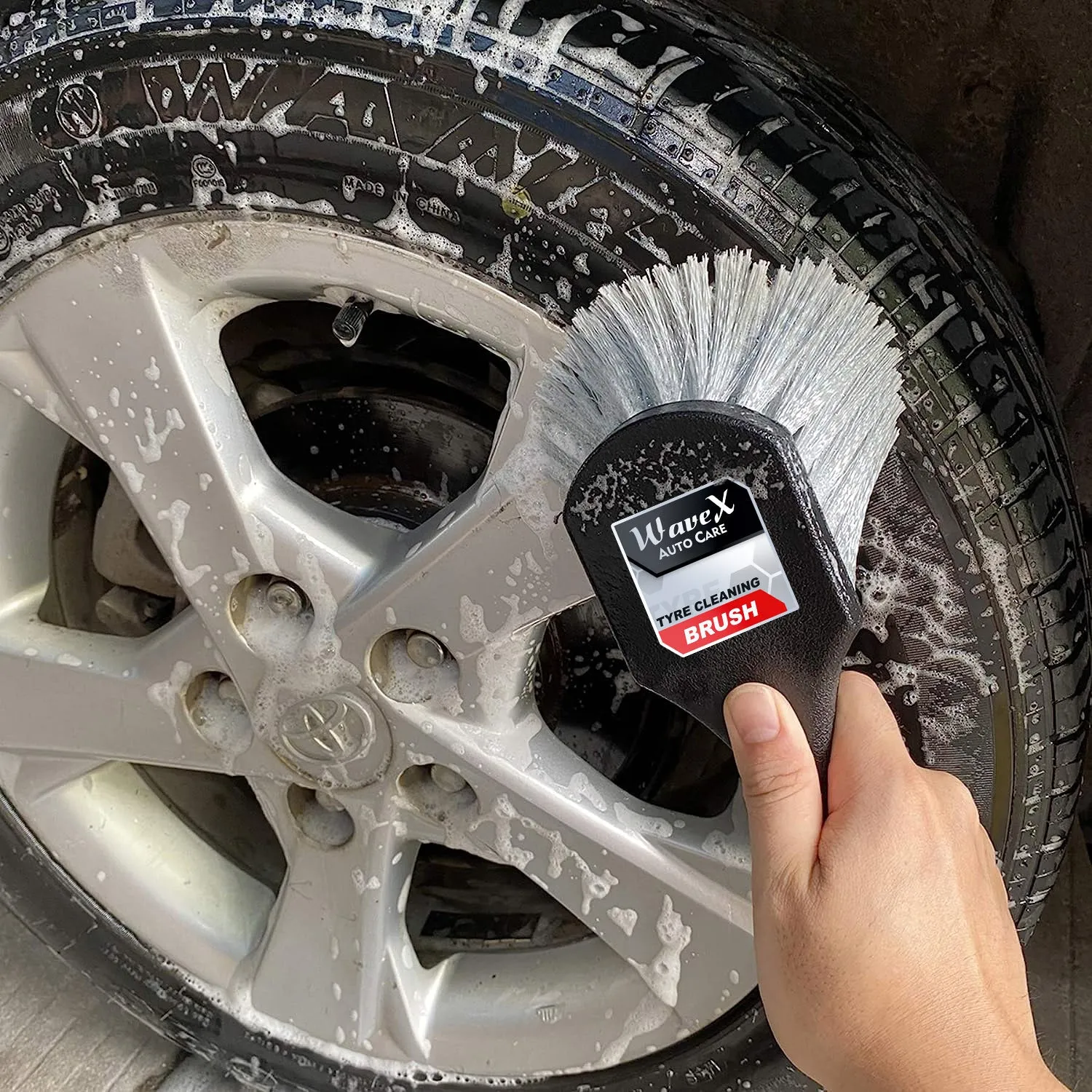 Tyre Cleaning Brush - Effective Bristles for Spotless Tyres - Comfortable Grip - Versatile Design - Efficient and Durable Tyre Cleaning Tool