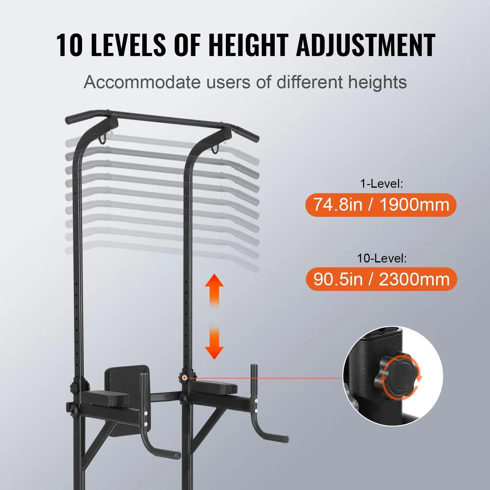 Vevor Power Tower 440 Lbs Capacity Height Adjustable Pull Up Bar with Dip Station and Bench New